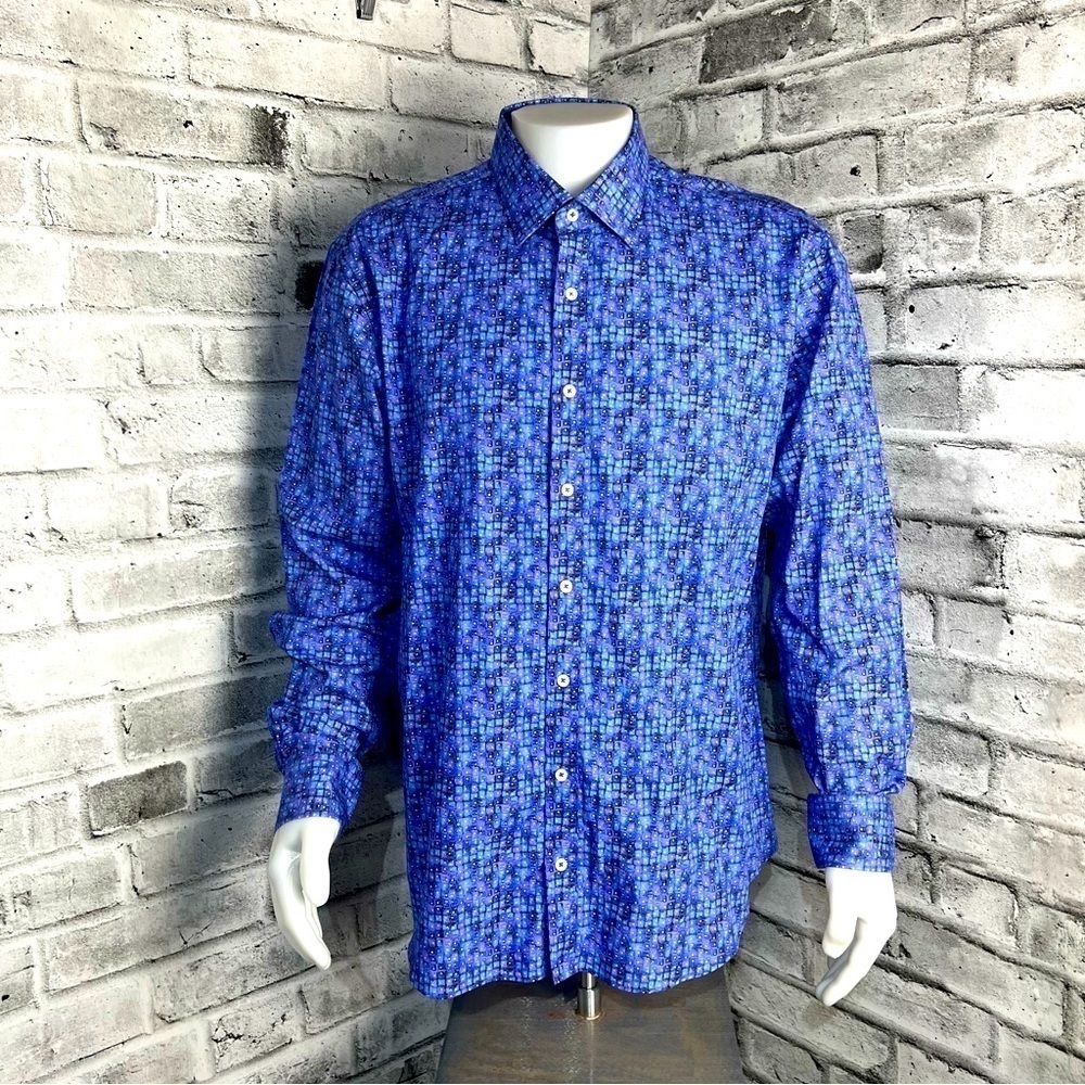Bugatchi Uomo Geometric Button Down Casual Shirt